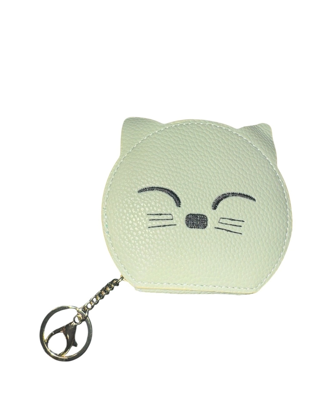 Cute Cat Face Keychain Coin Purse - Light Green